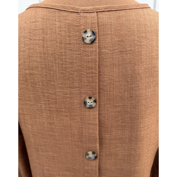 Orange Creek Los Angeles Faux Button Back Sz S Top Rust Balloon Sleeve USA Made - Picture 5 of 16